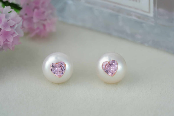 《CCFURINA》Pearl's Wish Original Natural Pearls with Diamond Birthstone Earrings(AA)