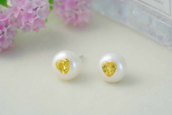 《CCFURINA》Pearl's Wish Original Natural Pearls with Diamond Birthstone Earrings(AA)