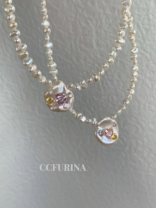 《CCFURINA》Baroque Petal Dazzle Pearl Necklace