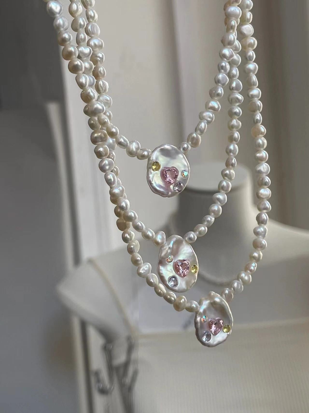 《CCFURINA》Baroque Petal Dazzle Pearl Necklace