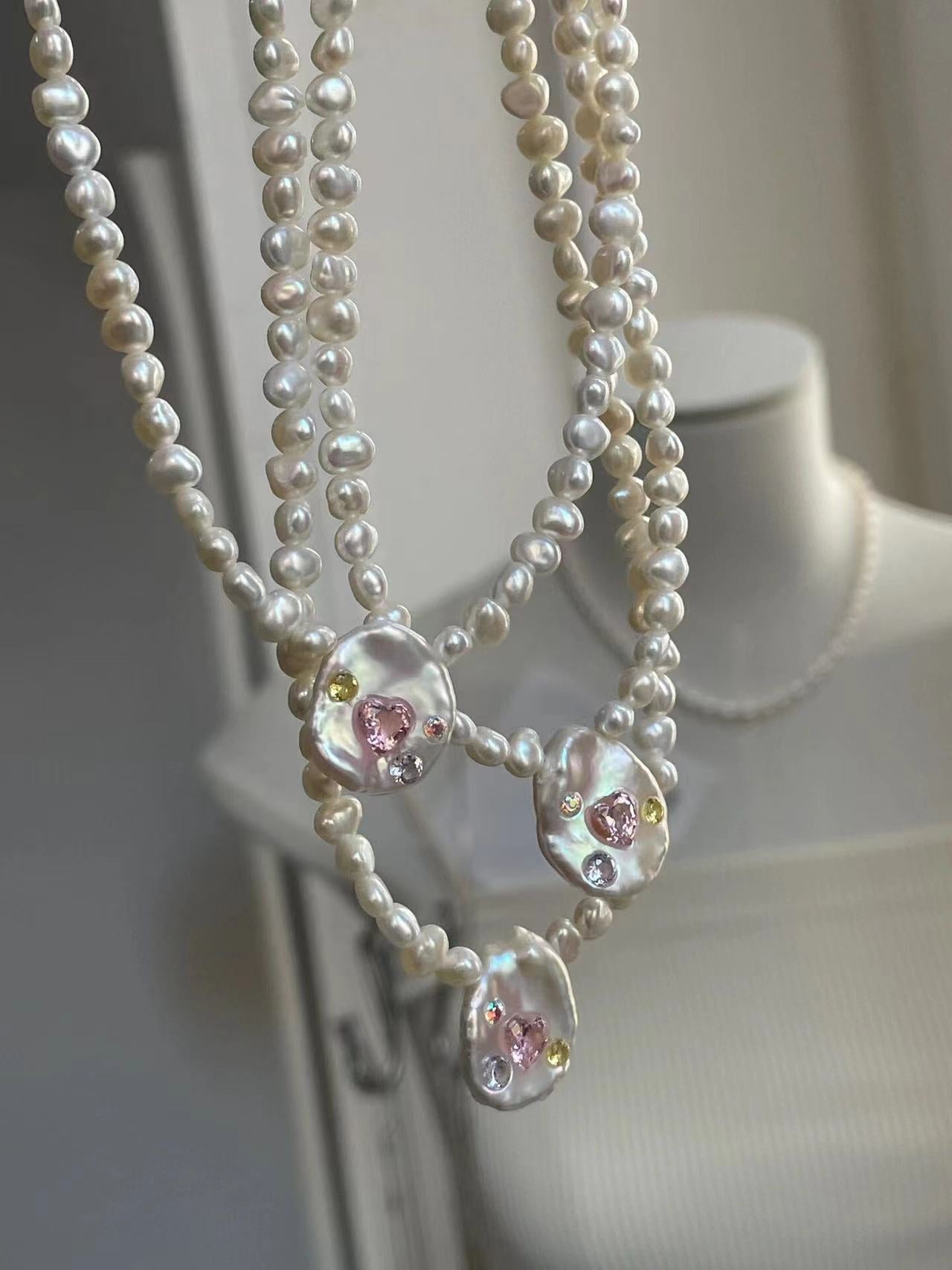 《CCFURINA》Baroque Petal Dazzle Pearl Necklace