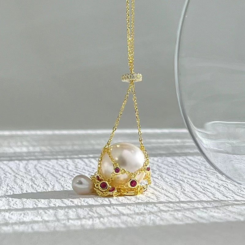 《CCFURINA》Lucky bag S925 Sterling Silver Pearl Pendant(Pearls not included)