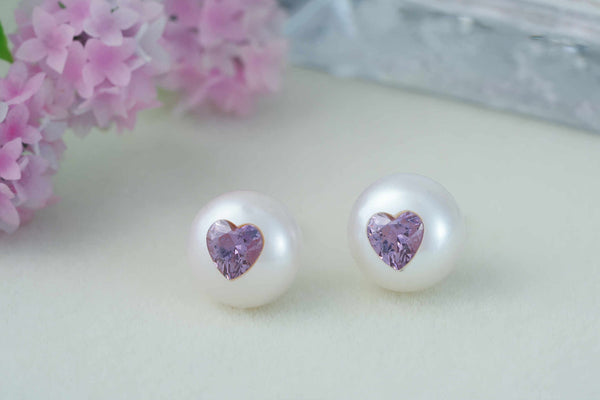 《CCFURINA》Pearl's Wish Original Natural Pearls with Diamond Birthstone Earrings(AA)