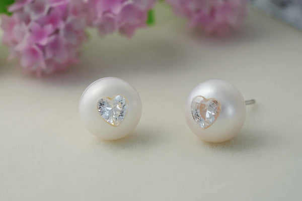 《CCFURINA》Pearl's Wish Original Natural Pearls with Diamond Birthstone Earrings(AA)