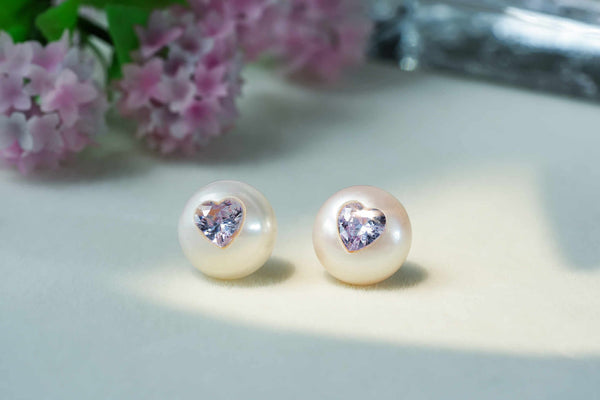 《CCFURINA》Pearl's Wish Original Natural Pearls with Diamond Birthstone Earrings(AA)