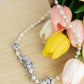 Flower Series Pearl Necklace blue gray light, Baroque petal pearl