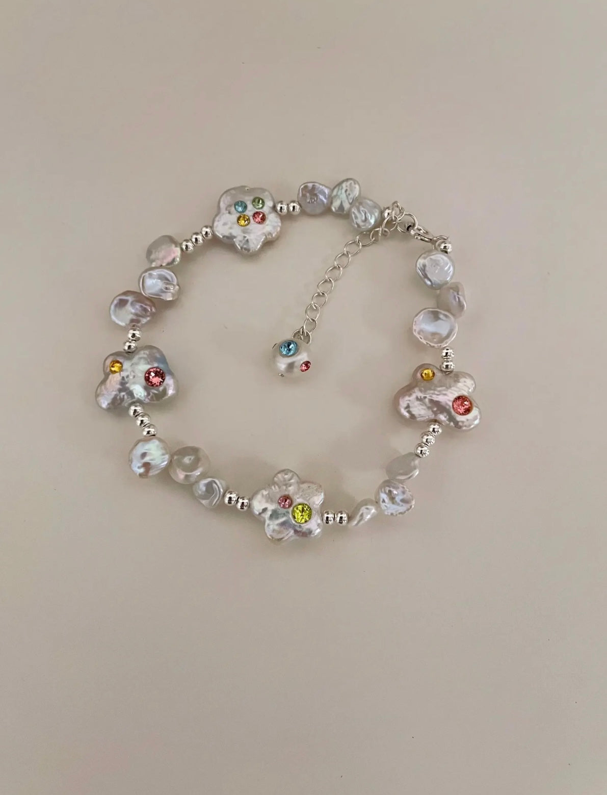 《CCFURINA》Original natural Baroque freshwater Pearl bracelet 925S silver chain