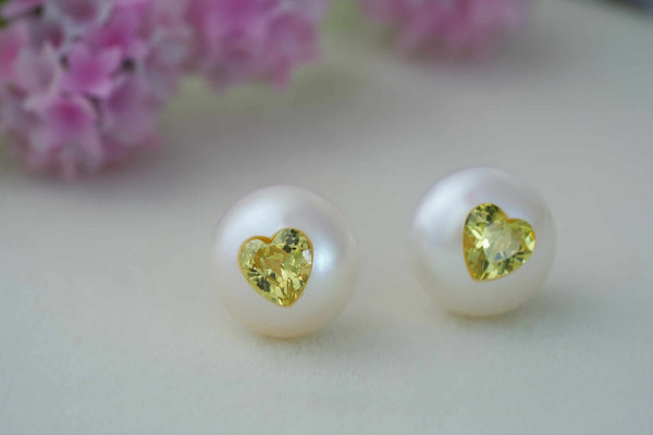 《CCFURINA》Pearl's Wish Original Natural Pearls with Diamond Birthstone Earrings(AA)