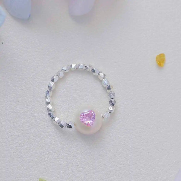 《CCFURINA》Delicate Pearl Pink Crystal Ring - Sterling Silver (AA)