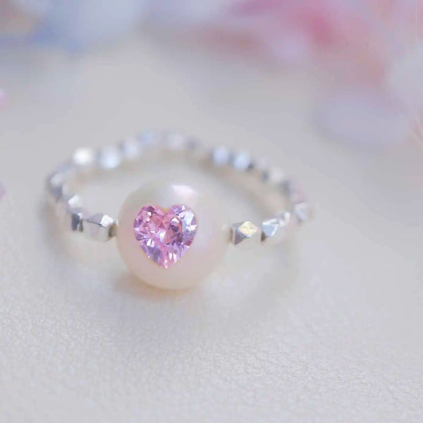 《CCFURINA》Delicate Pearl Pink Crystal Ring - Sterling Silver (AA)