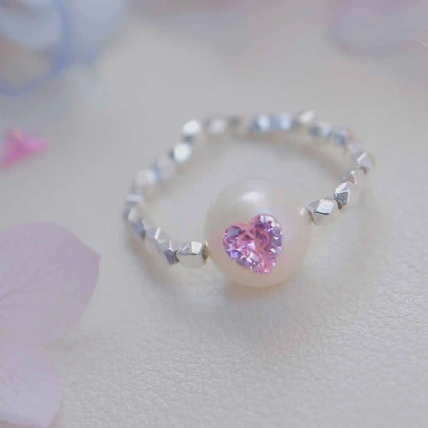 《CCFURINA》Delicate Pearl Pink Crystal Ring - Sterling Silver (AA)