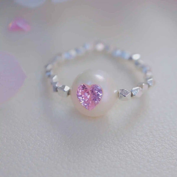 《CCFURINA》Delicate Pearl Pink Crystal Ring - Sterling Silver (AA)