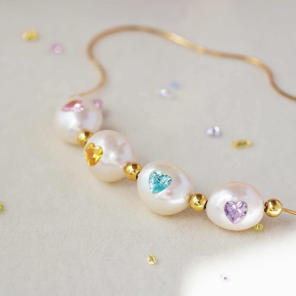 《CCFURINA》Candy's Allure Original Natural Baroque Pearls and Diamonds Necklace(AA)