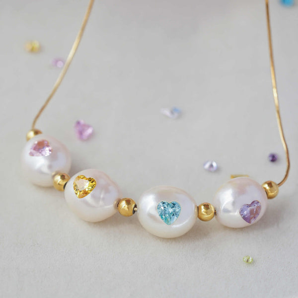 《CCFURINA》Candy's Allure Original Natural Baroque Pearls and Diamonds Necklace(AA)