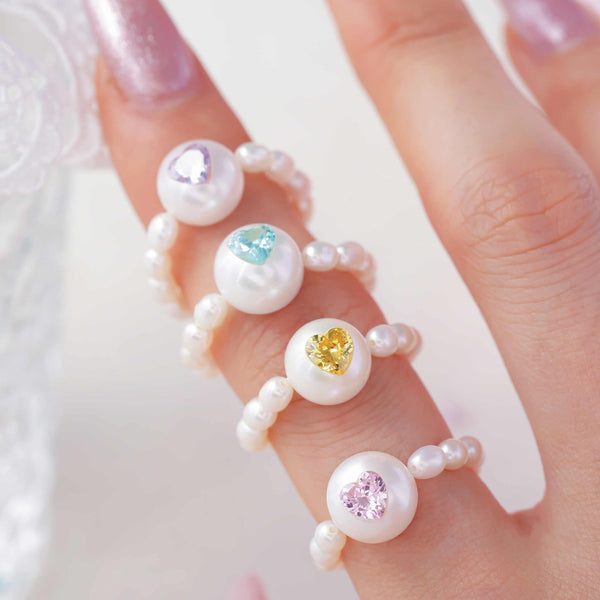 《CCFURINA》Dreams of Princess Original Natural Baroque Pearls and Diamonds Ring(AA)