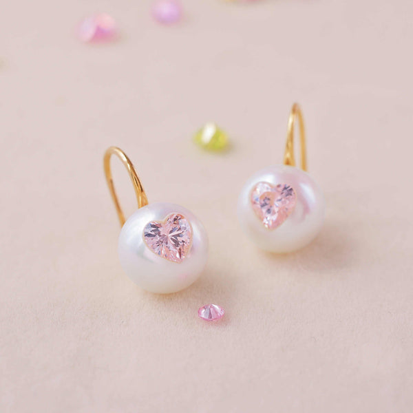 《CCFURINA》Blossom's Tears Original Natural Baroque Pearls and Diamonds Ear Hooks(AA)