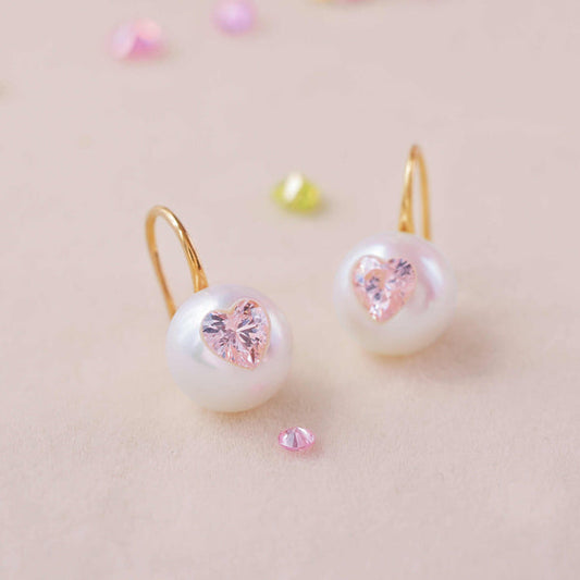 《CCFURINA》Blossom's Tears Original Natural Baroque Pearls and Diamonds Ear Hooks(AA)