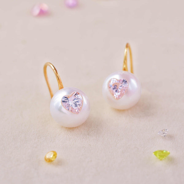 《CCFURINA》Blossom's Tears Original Natural Baroque Pearls and Diamonds Ear Hooks(AA)