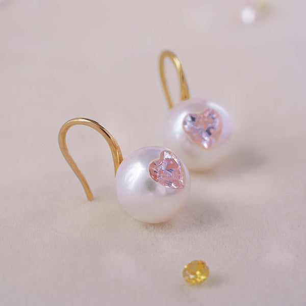 《CCFURINA》Blossom's Tears Original Natural Baroque Pearls and Diamonds Ear Hooks(AA)