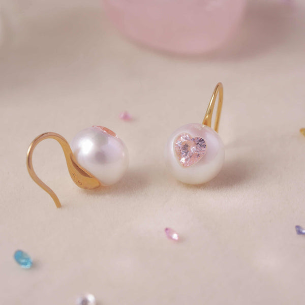 《CCFURINA》Blossom's Tears Original Natural Baroque Pearls and Diamonds Ear Hooks(AA)