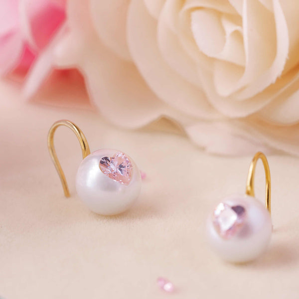 《CCFURINA》Blossom's Tears Original Natural Baroque Pearls and Diamonds Ear Hooks(AA)