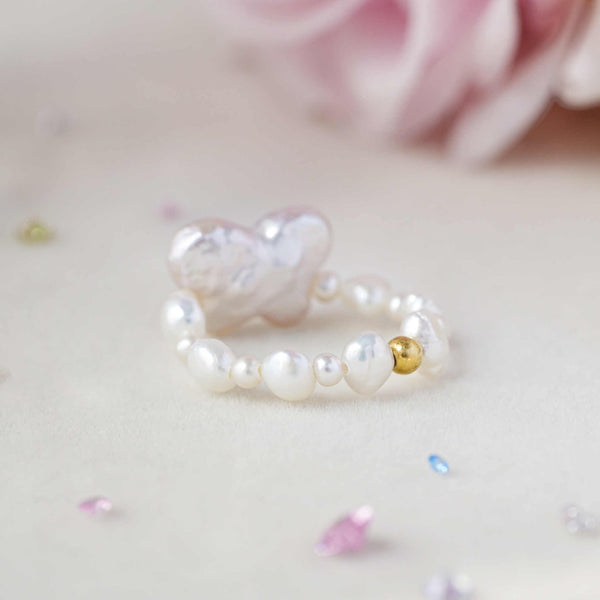 《CCFURINA》Sweetheart Butterfly Original Natural Baroque Pearl Diamond Ring (AA)