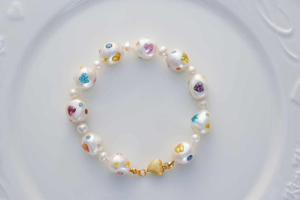 《CCFURINA》Pearls & Gems' Heartfelt Wish Original Natural Baroque Pearls and Diamonds Bracelet(AA)