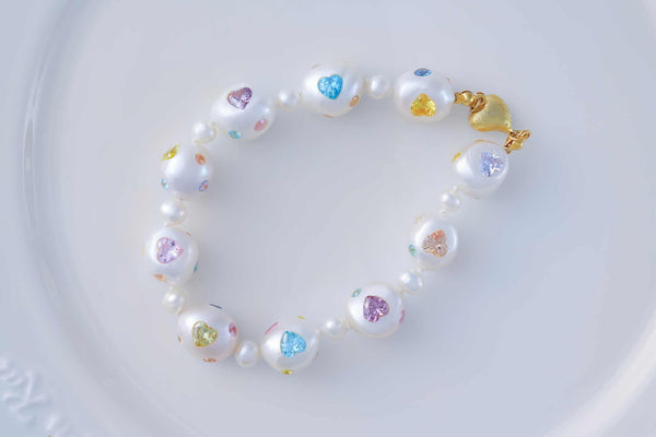 《CCFURINA》Pearls & Gems' Heartfelt Wish Original Natural Baroque Pearls and Diamonds Bracelet(AA)