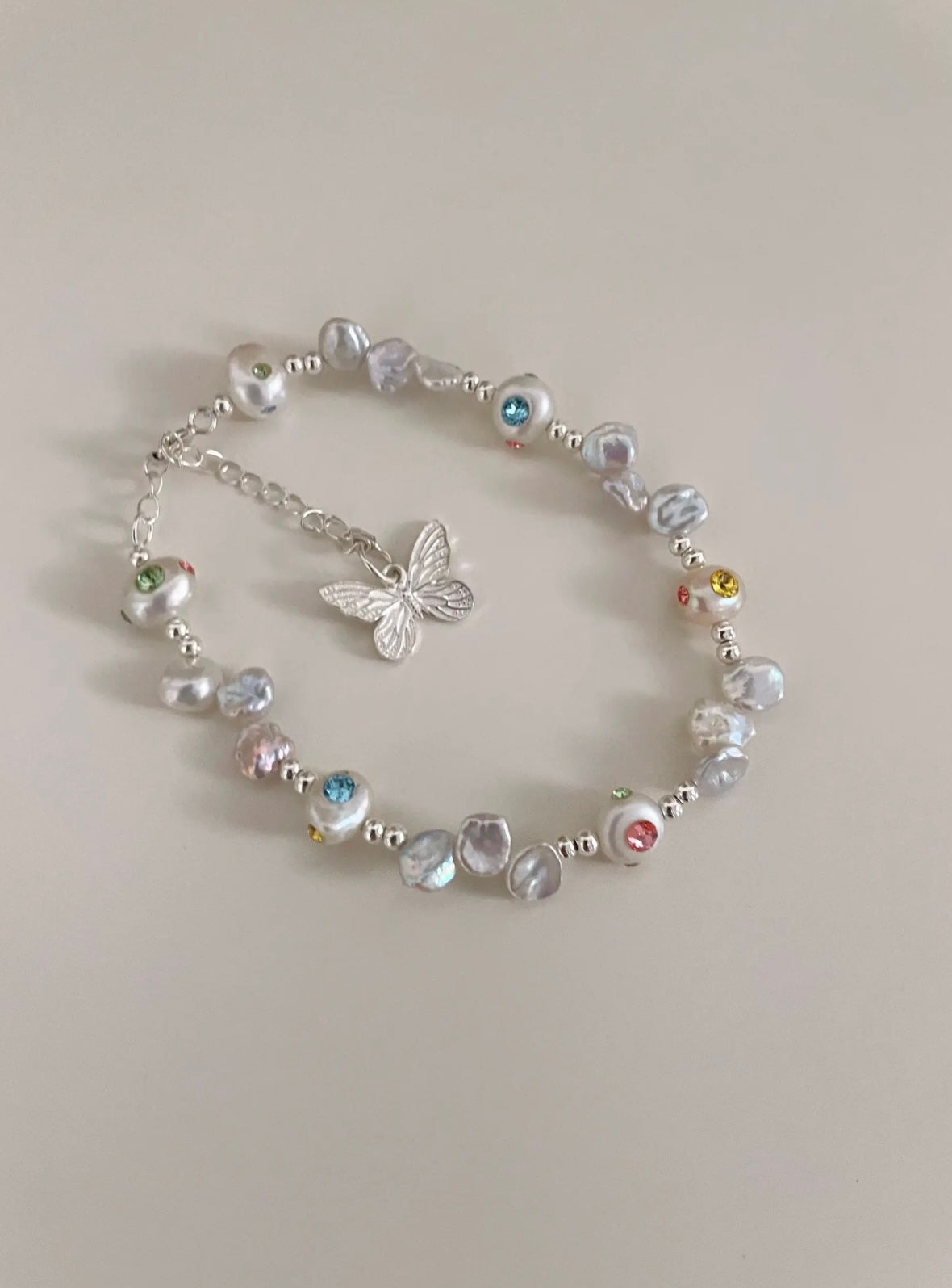 《CCFURINA》Original natural Baroque freshwater Pearl bracelet 925S silver chain