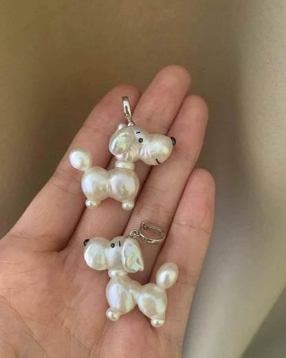 《CCFURINA》A Puppy Baroque Shaped Pearl Pendant Brooch Natural Freshwater Pearl