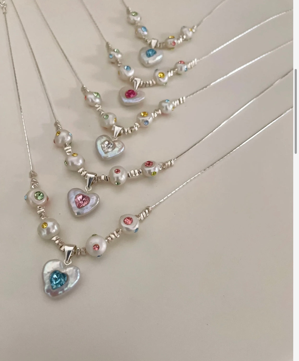 《CCFURINA》Natural freshwater pearl inlaid with heart gemstone star collarbone chain 925S silver chain